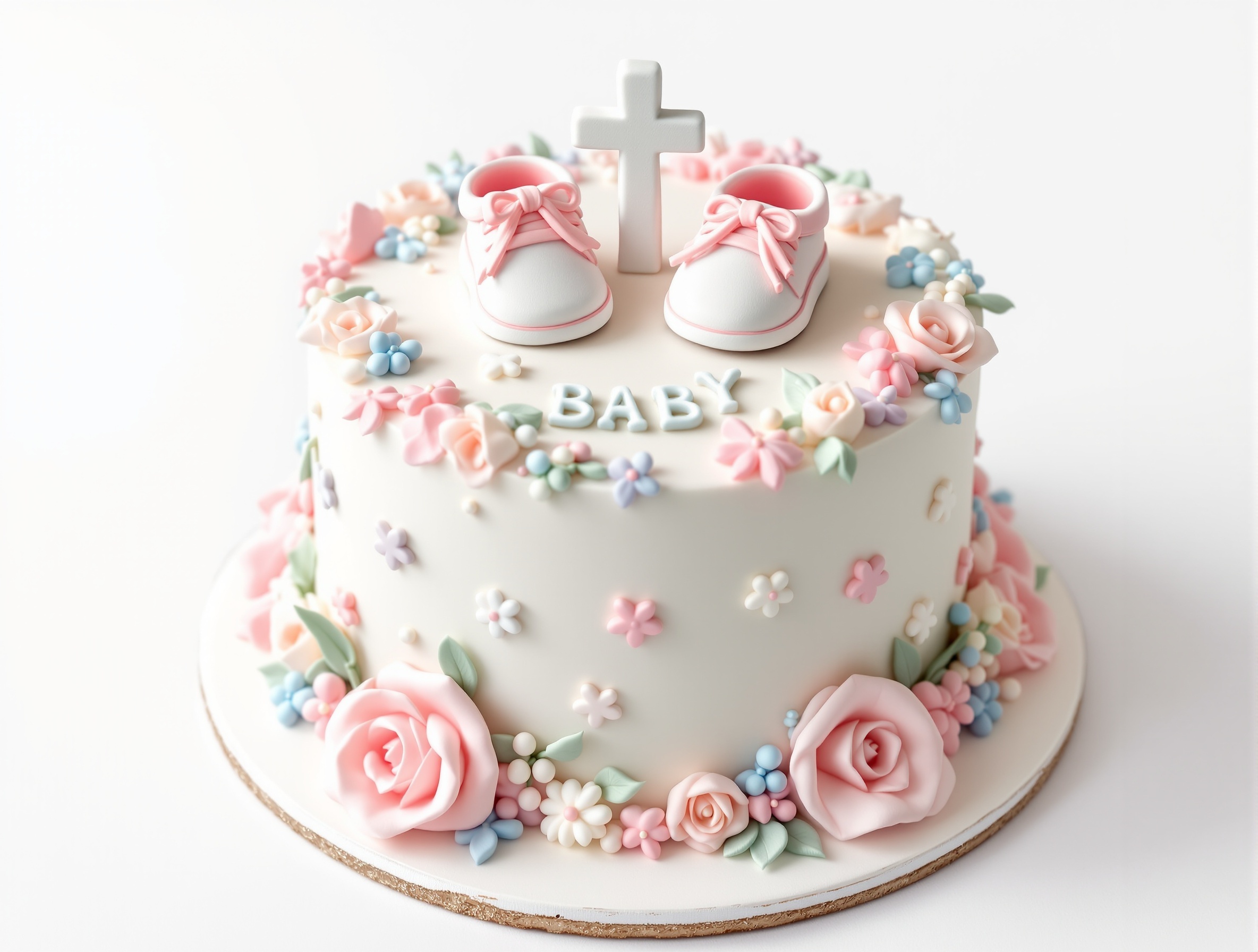 Tauftorte mit Babyschuh-Dekoration